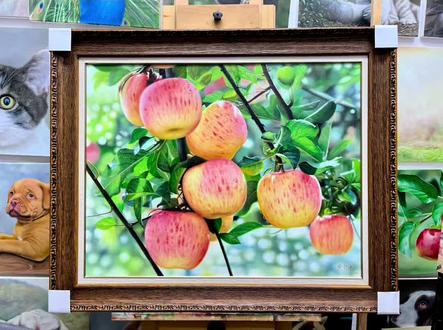 油画版苹果(油画苹果壁纸)